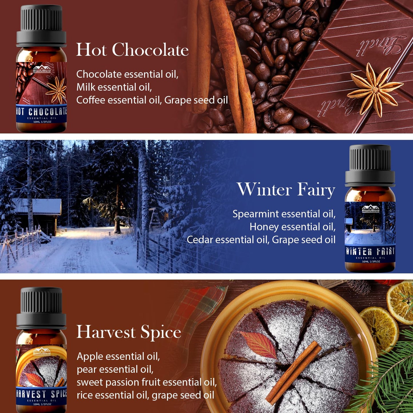 Winter Essential Oils Gifts Set - 6 x 10ml | Home & Car Care, DIY Candle & Soap Making | Christmas Gift