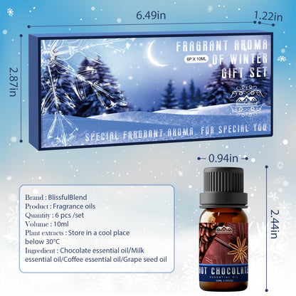 Winter Essential Oils Gifts Set - 6 x 10ml | Home & Car Care, DIY Candle & Soap Making | Christmas Gift
