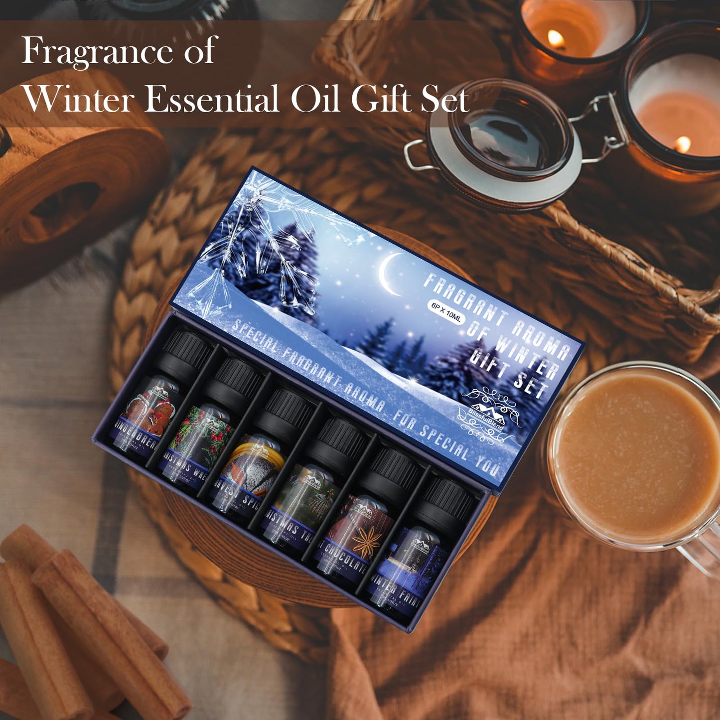 Winter Essential Oils Gifts Set - 6 x 10ml | Home & Car Care, DIY Candle & Soap Making | Christmas Gift