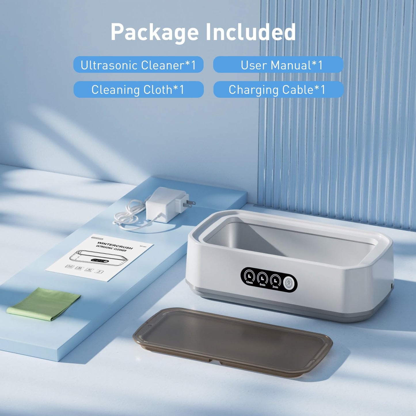 WINTERCRUSH Ultrasonic Cleaner 650ml for Dentures, Retainers & Eyewear | 3 Timer Settings