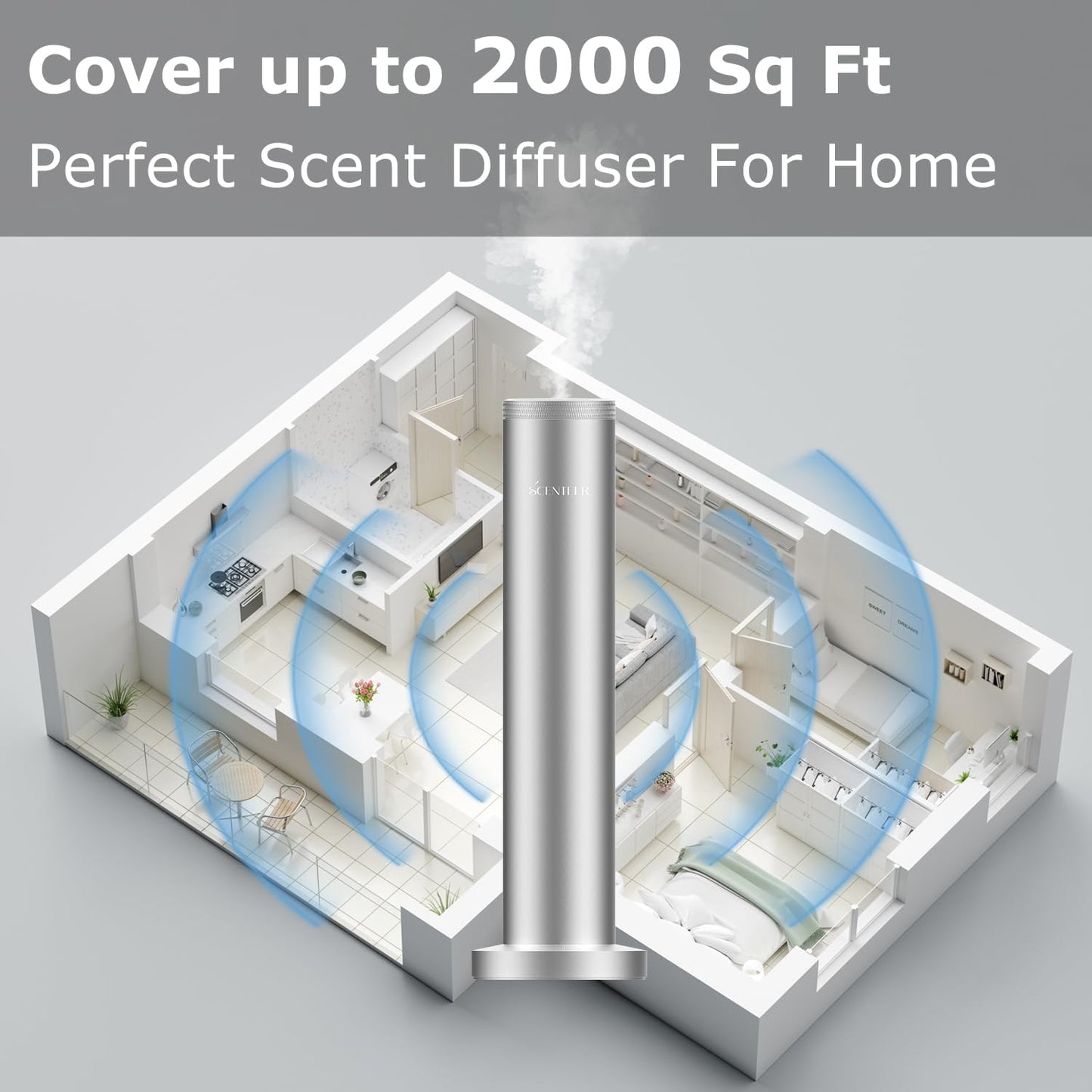 Wireless Scent Diffuser Cordless – 5000mAh Battery, App