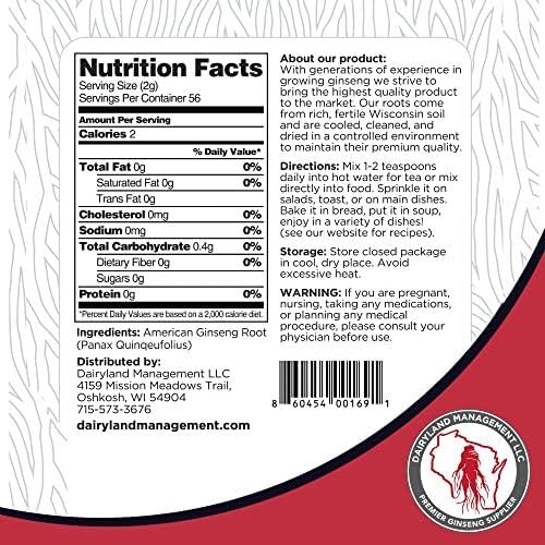 Dairyland American Ginseng Powder - Wisconsin Grown, 4 oz - Non-GMO, Gluten Free