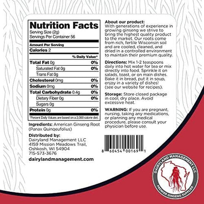 Dairyland American Ginseng Powder - Wisconsin Grown, 4 oz - Non-GMO, Gluten Free
