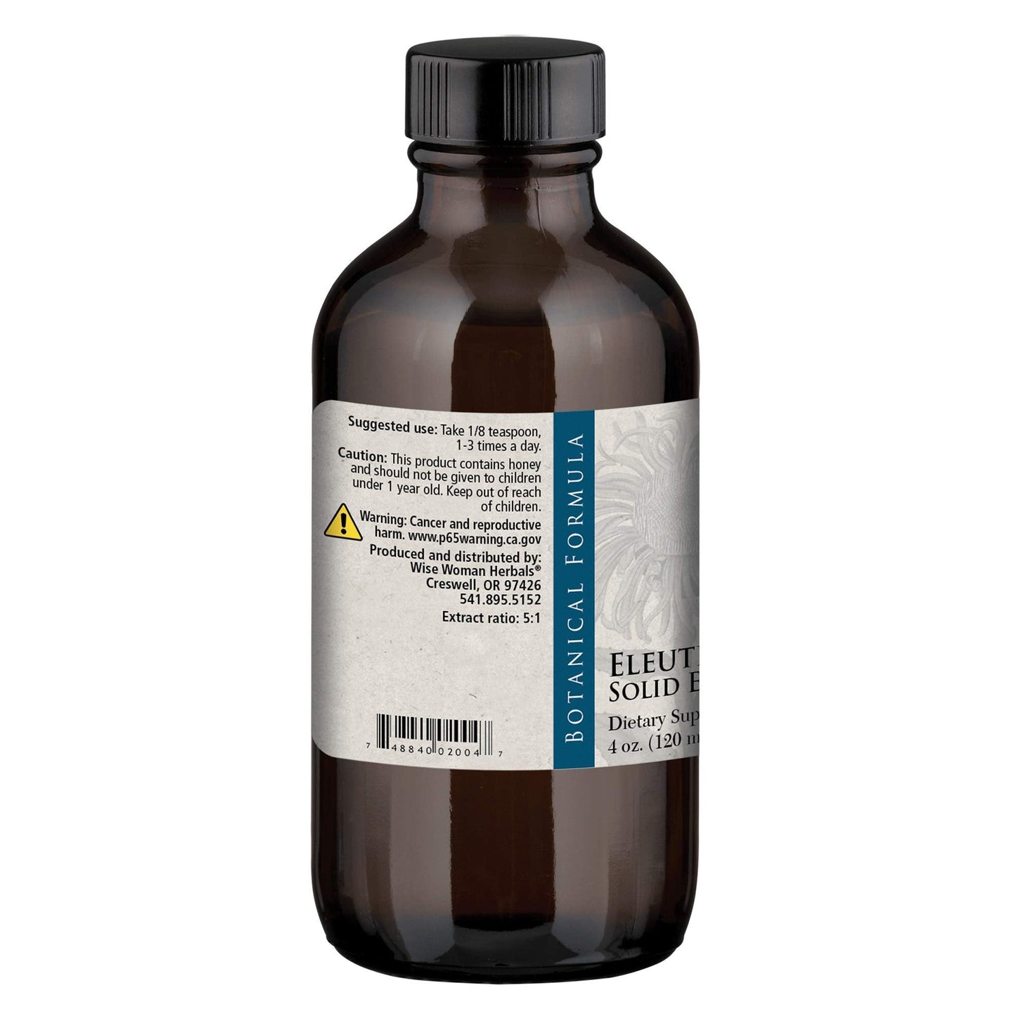 Wise Woman Herbals Eleuthero Root Solid Extract 4:1 – Alcohol-Free Adrenal & Stress Support, Energy & Immunity, 4 Fl Oz