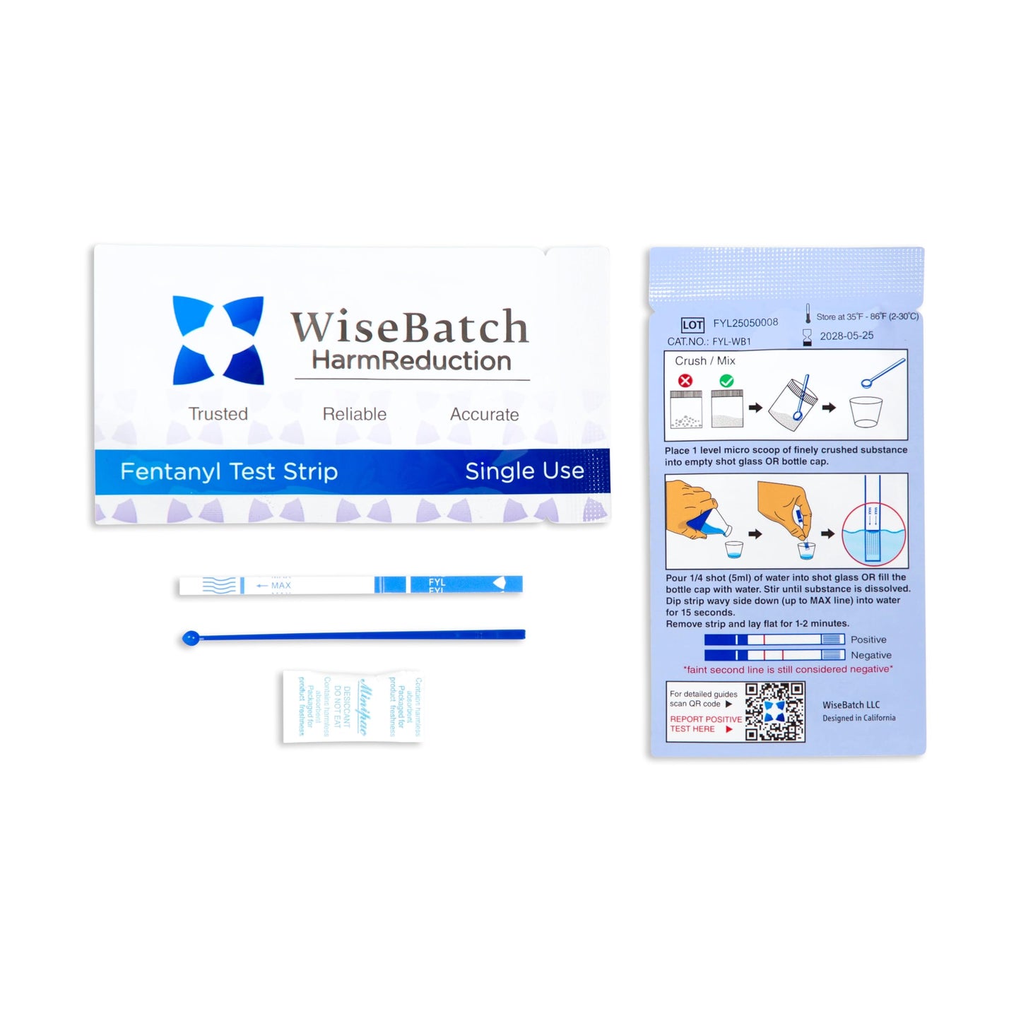 WiseBatch Fentanyl Test Strip Pack (25) + MicroScoop — 99% Accurate, <2 Minutes