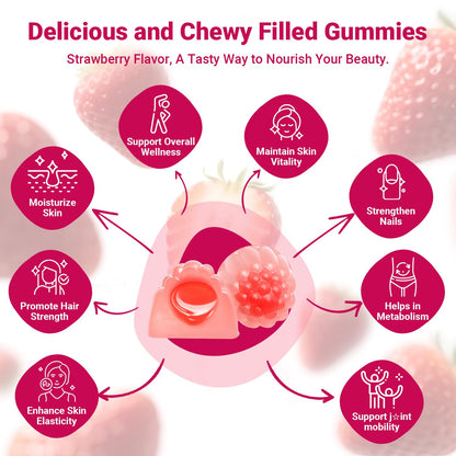 Wiszeen Collagen Gummies for Women – Sugar-Free Hydrolyzed Collagen Type I–X with Biotin, Hyaluronic Acid & Multivitamins