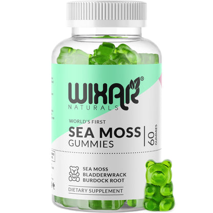 Wixar Naturals Sea Moss Gummies – Irish Sea Moss, Bladderwrack & Burdock – 60 Gummies – Vegan