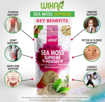 Wixar Wildcrafted Sea Moss Powder - 8oz (Irish Sea Moss + Bladderwrack)