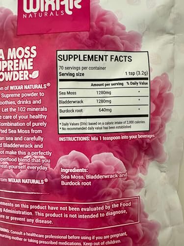 Wixar Wildcrafted Sea Moss Powder - 8oz (Irish Sea Moss + Bladderwrack)