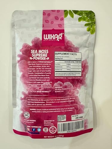 Wixar Wildcrafted Sea Moss Powder - 8oz (Irish Sea Moss + Bladderwrack)