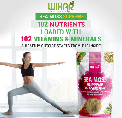 Wixar Wildcrafted Sea Moss Powder - 8oz (Irish Sea Moss + Bladderwrack)