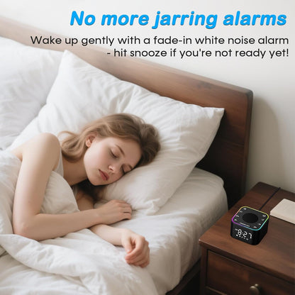 Wkzay Sound Machine with Alarm Clock — 30 Non-Looping Sleep Sounds, Adjustable Volume, Night Light, Memory & Sleep Timer (Black)