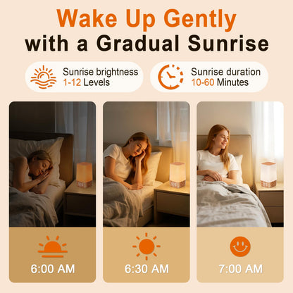 Wkzay Sunrise Alarm Clock with Noise Machine – Gentle Wake, 30 Sleep Sounds
