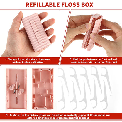 WLLHYF Portable Dental Floss Case – Refillable Travel Flosser (Pink)