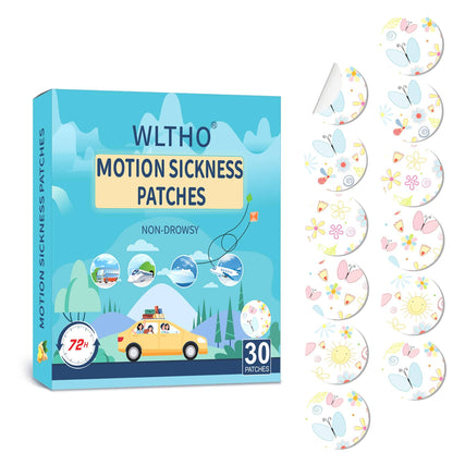 WLTHO 30ct Motion Sickness Patches – Non-Drowsy, Waterproof Behind-Ear Patches (72H)