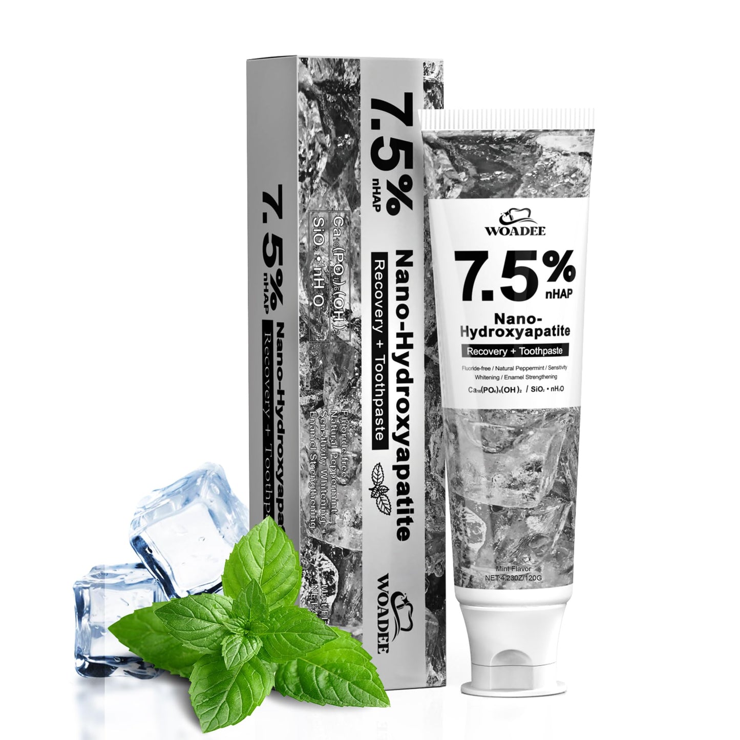 Woadee Nano Hydroxyapatite Toothpaste - Fluoride Free Enamel Protection (4.23 oz)