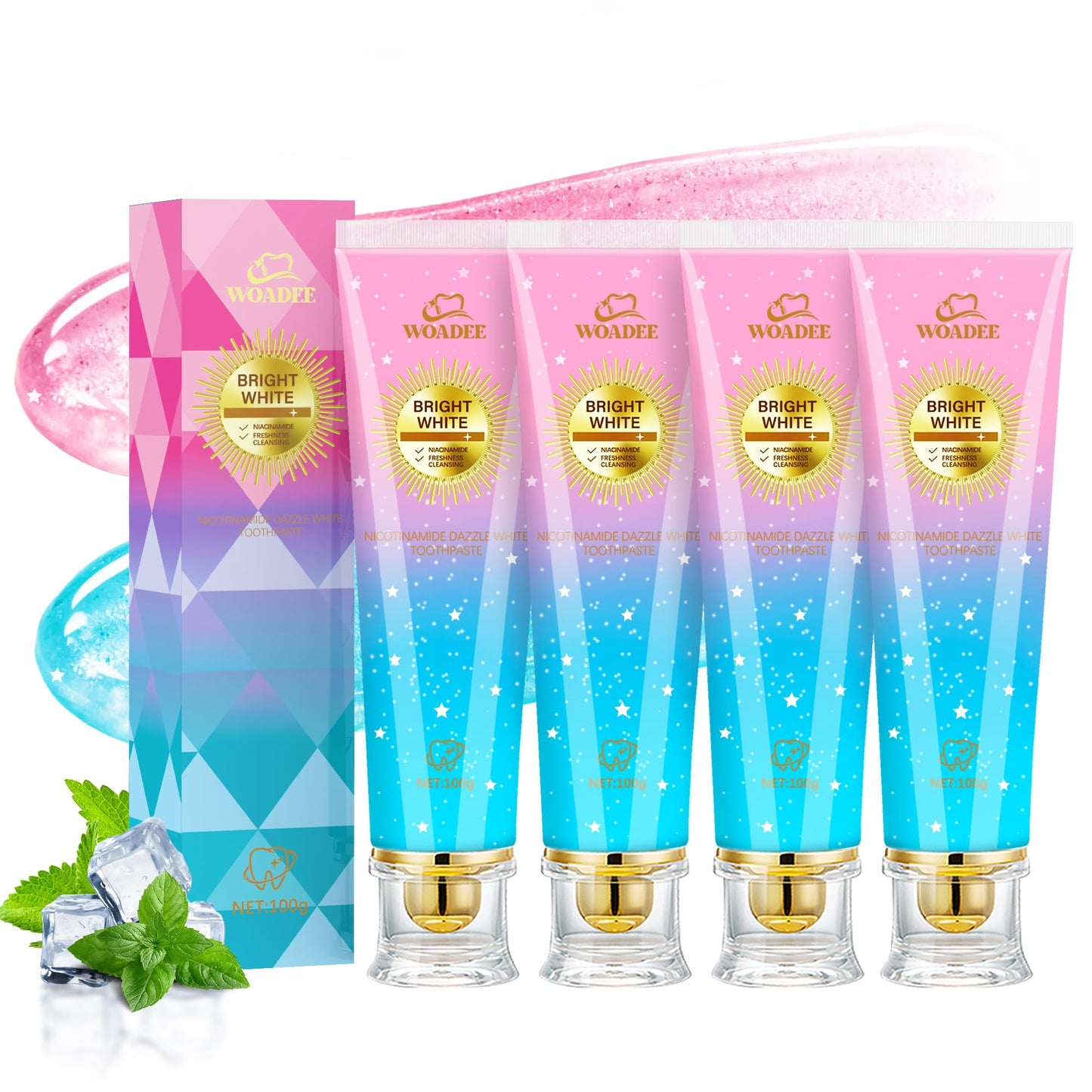Woadee Niacinamide Whitening Toothpaste | Fluoride-Free Enamel & Gum Health | Mint