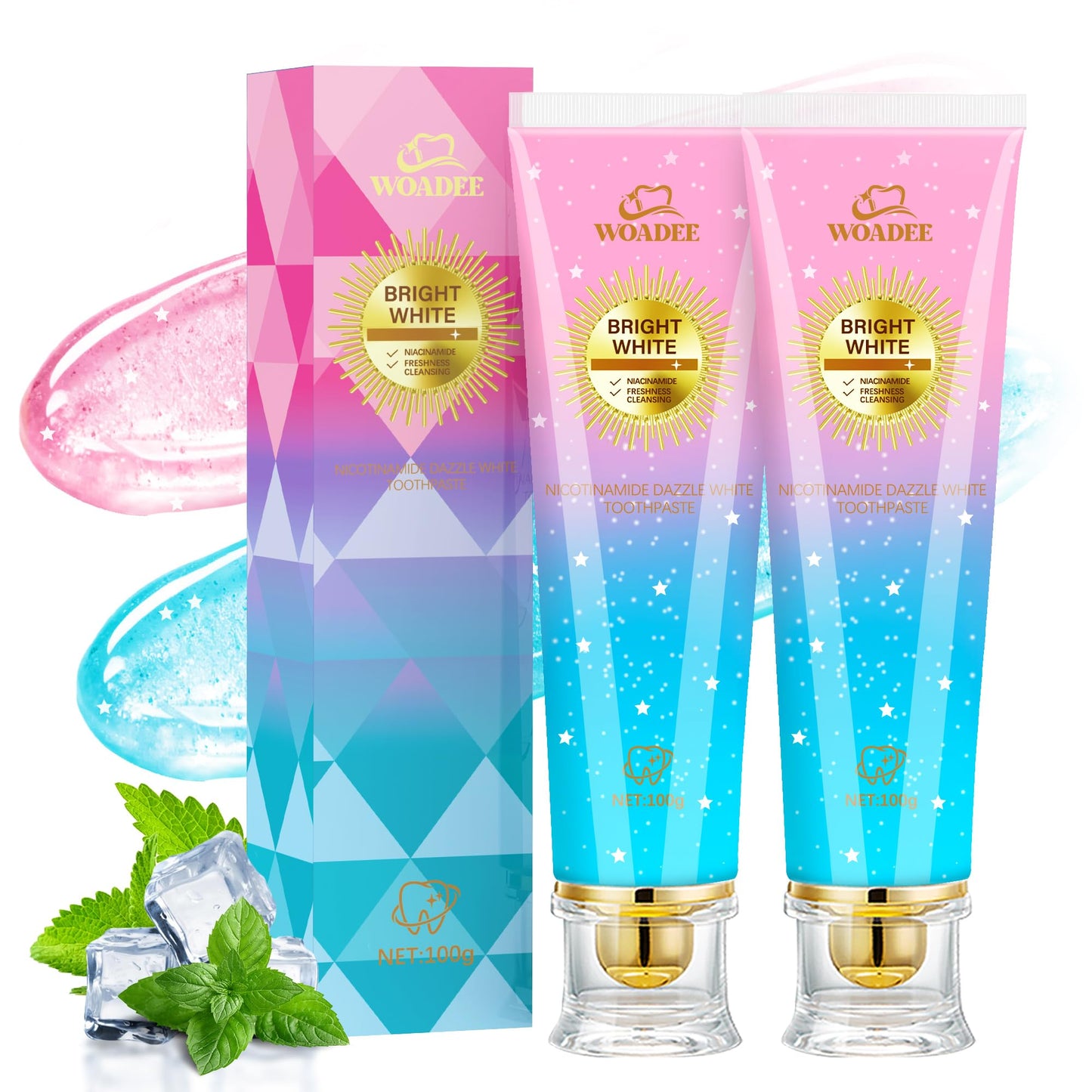 Woadee Niacinamide Whitening Toothpaste - Fluoride-Free Mint for Enamel & Gum Health