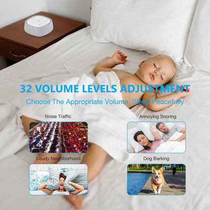 Wobrikosee Rechargeable White Noise Machine – 28 Sounds, 32 Volume Levels, Portable Sleep Aid