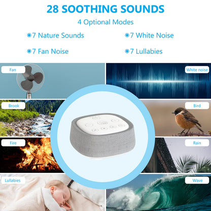 Wobrikosee Rechargeable White Noise Machine – 28 Sounds, 32 Volume Levels, Portable Sleep Aid