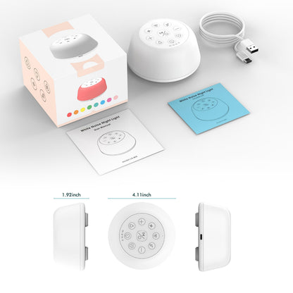 Wobrikosee Rechargeable White Noise Machine | 9-Color Night Light, 26 Sounds, 4 Timers