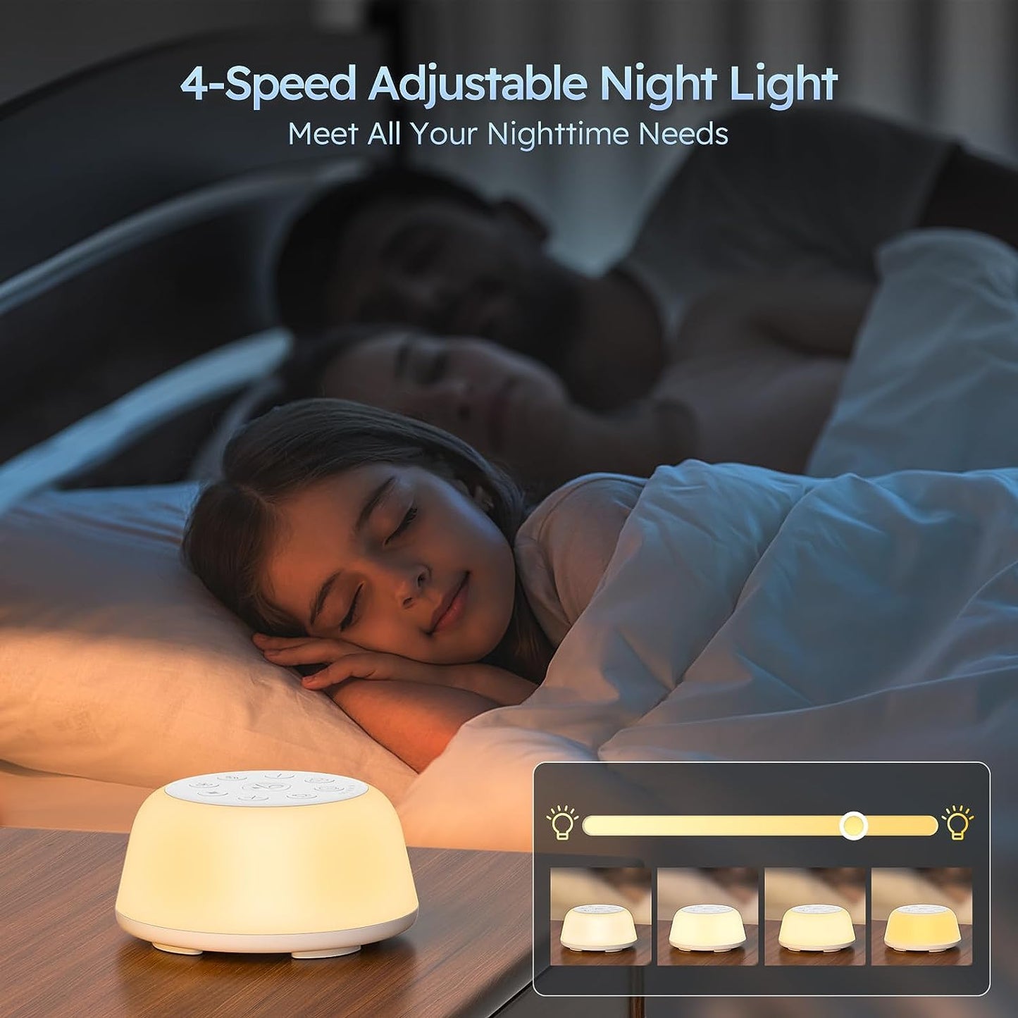 Wobrikosee Rechargeable White Noise Machine | 9-Color Night Light, 26 Sounds, 4 Timers