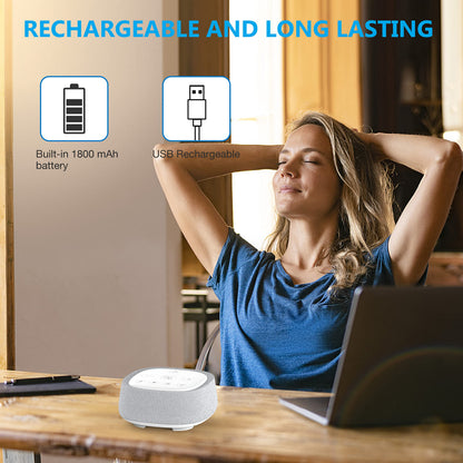 Wobrikosee Rechargeable White Noise Machine – 28 Sounds, 32 Volume Levels, Portable Sleep Aid