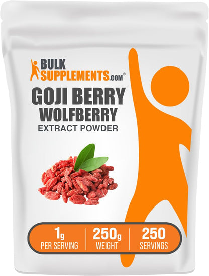 Wolfberry Extract Powder (Goji Berry) – Vegan, Gluten Free, 250g | BulkSupplements