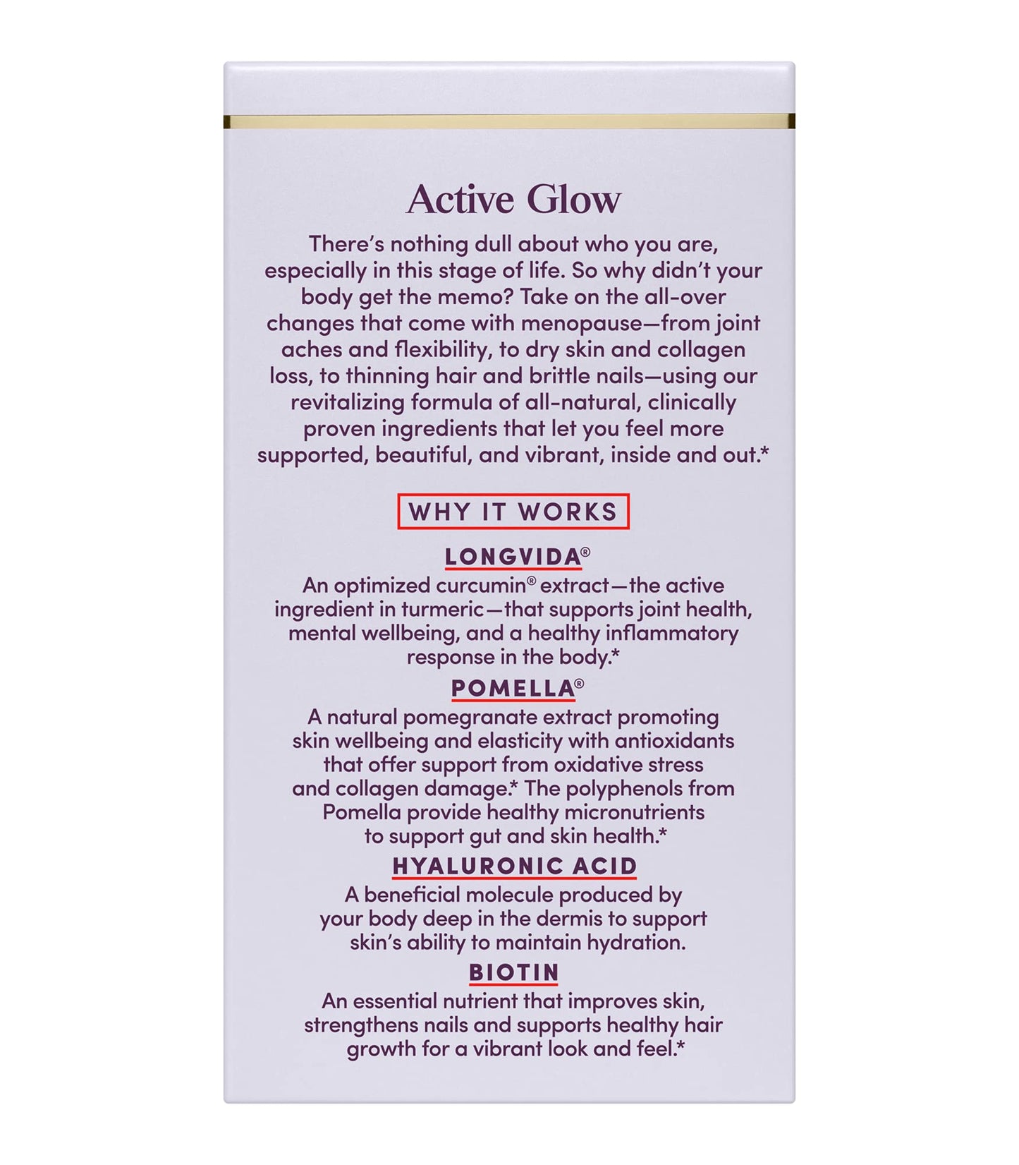 Womaness Active Glow Hair Skin & Nails Vitamins – Biotin, Hyaluronic Acid, Curcumin