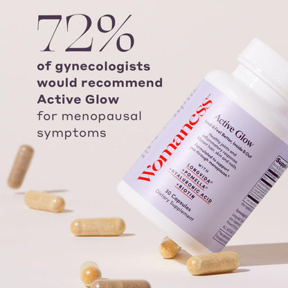 Womaness Active Glow Hair Skin & Nails Vitamins – Biotin, Hyaluronic Acid, Curcumin