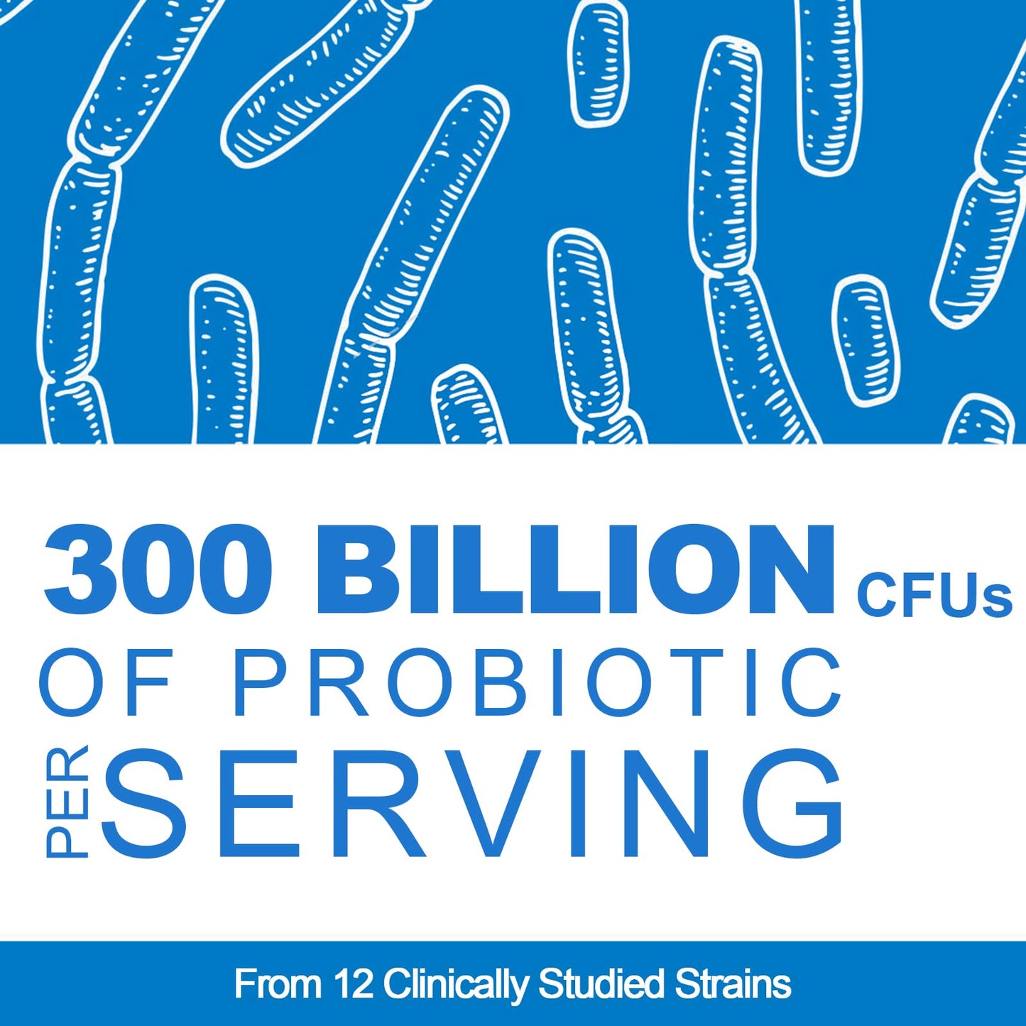 300 Billion CFU Probiotic – 12 Strains + 3 Prebiotics, Vegan