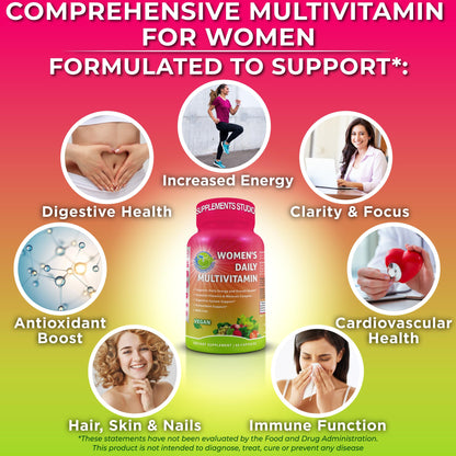 Women's Daily Multivitamin with Iron - Vegan Methylated Multivitamin for Women