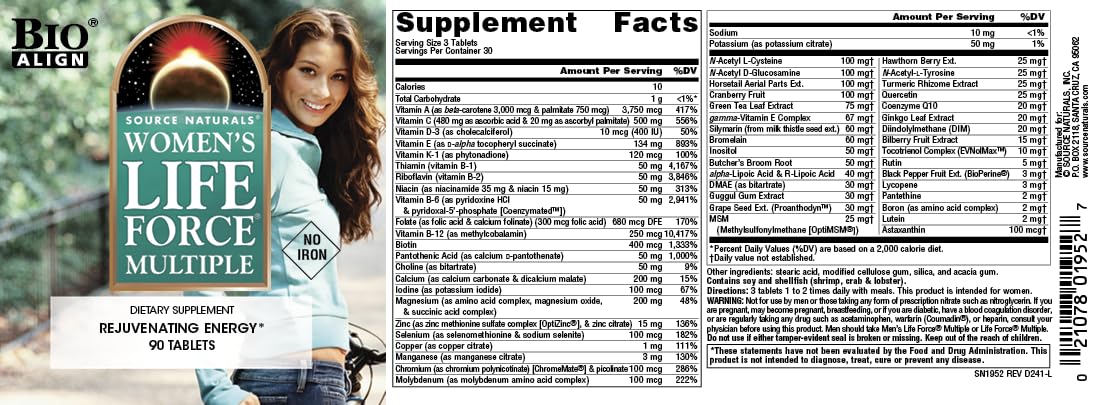 Source Naturals Women's Life Force Iron Free Multivitamin - 90 Tablets