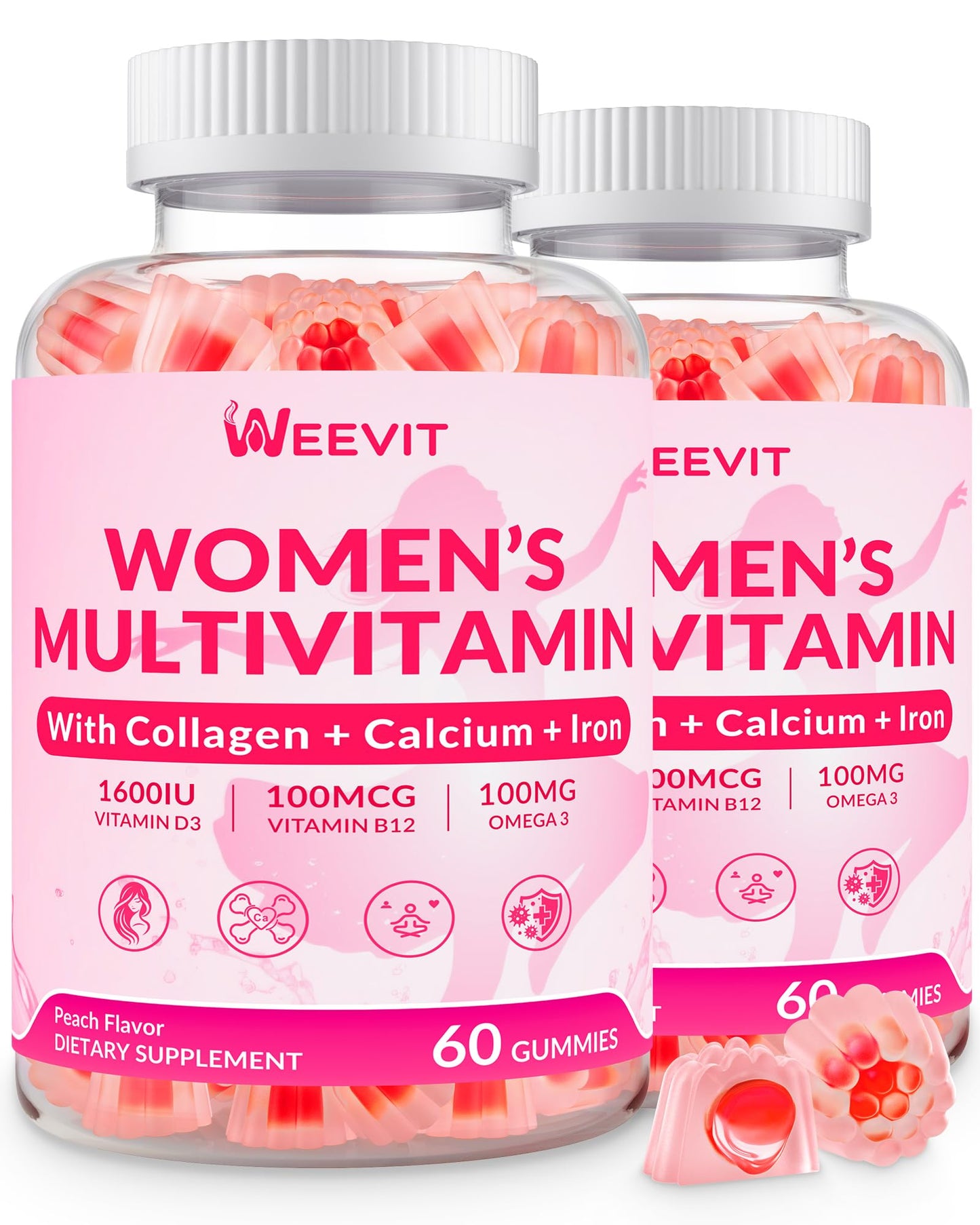 Womens Multivitamin Gummy – Collagen, Iron, Omega-3, Calcium | Sugar Free Daily Vitamins for Skin & Hair