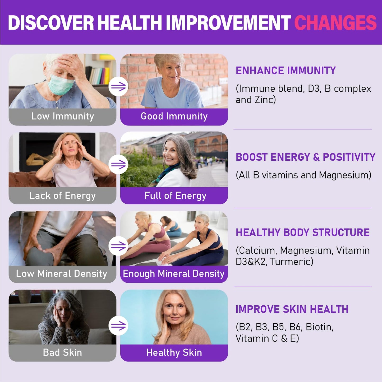 Womens Multivitamin Gummy 50 and Over - Chewable Multi Vitamin A, C, D3, E, K2 & B Complex, Folate, Biotin, Calcium, Magnesium - Support Energy, Immune & Over-All Health