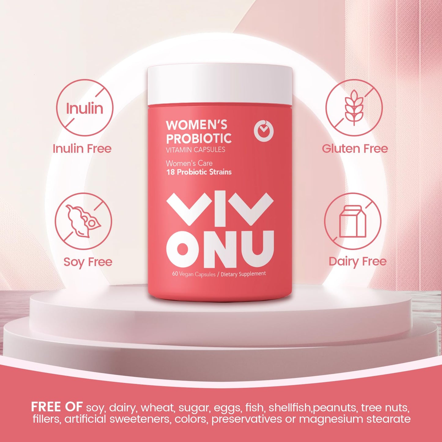 VivoNu Women's Probiotic Blend | 60 Billion CFUs, 18 Strains for Digestive, Immune & Vaginal Health