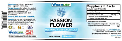 Wonder Laboratories Passion Flower Extract 2,500mg Equivalent – 120 Capsules | Gluten Free, Non-GMO, Vegetarian
