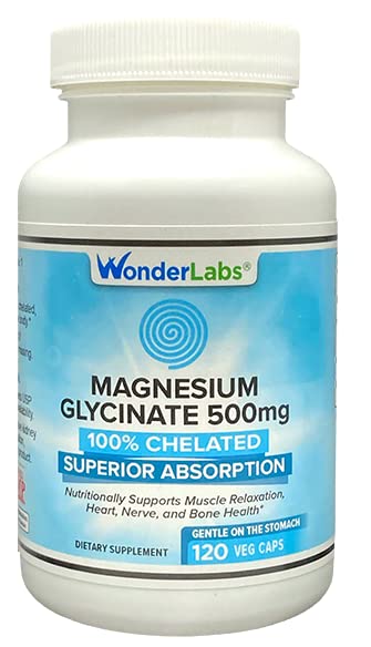 Wonder Laboratories Magnesium Glycinate 500mg – Chelated, Non-GMO, Gluten-Free