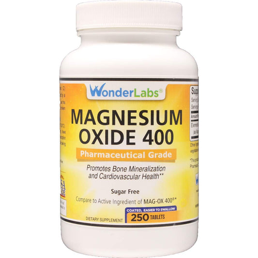 Wonder Labs Magnesium Oxide 400 – 483 mg, Pharmaceutical Grade | 250 Tablets BritishVita | Premium UK Vitamins & Wellness Supplements