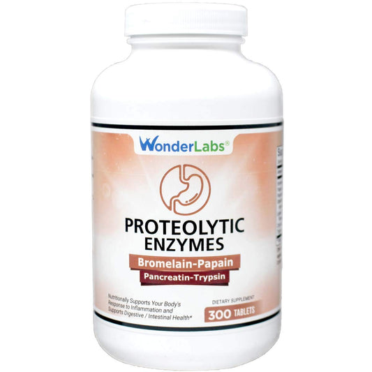 Wonder Laboratories Proteolytic Enzymes 550 mg | Bromelain, Papain, Pancreatin, 300 Tablets BritishVita | Premium UK Vitamins & Wellness Supplements