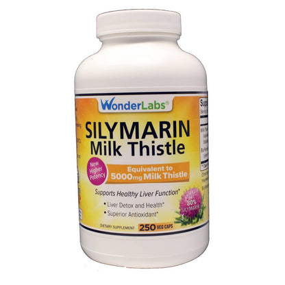 Wonder Labs Silymarin Milk Thistle, Supports Healthy Liver Detox - 250 Capsules