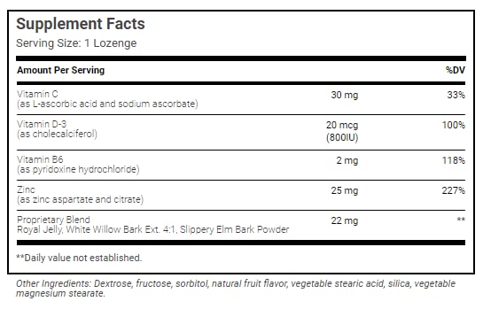 Wonder Laboratories Zinc Lozenges with Vitamin C – 25 mg Zinc, 30 mg Vitamin C, 100 Lozenges