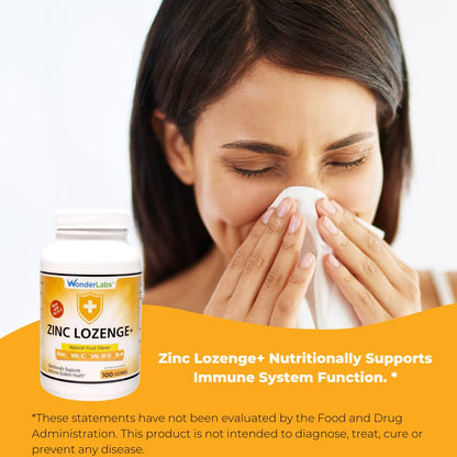 Wonder Laboratories Zinc Lozenges with Vitamin C – 25 mg Zinc, 30 mg Vitamin C, 100 Lozenges