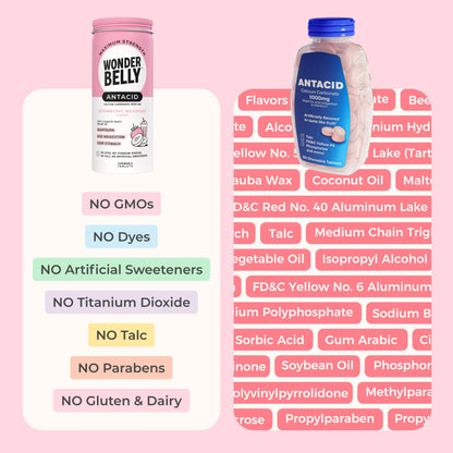 Wonderbelly Antacid - Extra Strength 1000 mg Calcium Carbonate Chewables (Strawberry Milkshake)