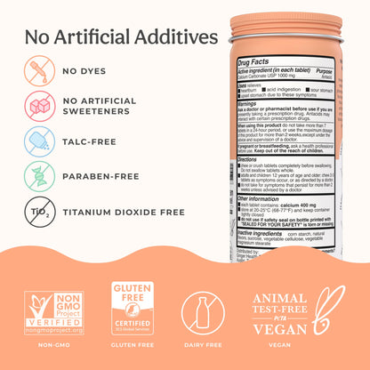 Wonderbelly Antacid Extra Strength 1000 mg Calcium Carbonate Chewable Tablets (50 ct) - Tropical Fruit