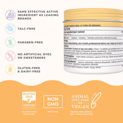 Wonderbelly Bloat + Gas Relief: Extra Strength 125 mg Simethicone Mango Chewables, 42 Count