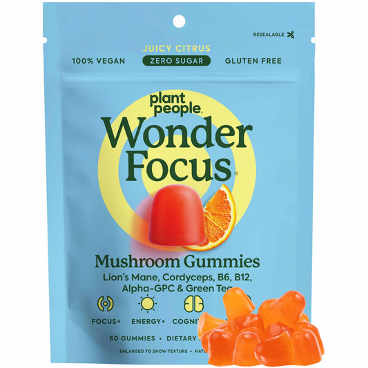 WonderFocus Mushroom Gummies with Lion’s Mane & Cordyceps – Nootropic Brain Support (Vegan, Sugar-Free, Citrus) 60 Count BritishVita | Premium UK Vitamins & Wellness Supplements