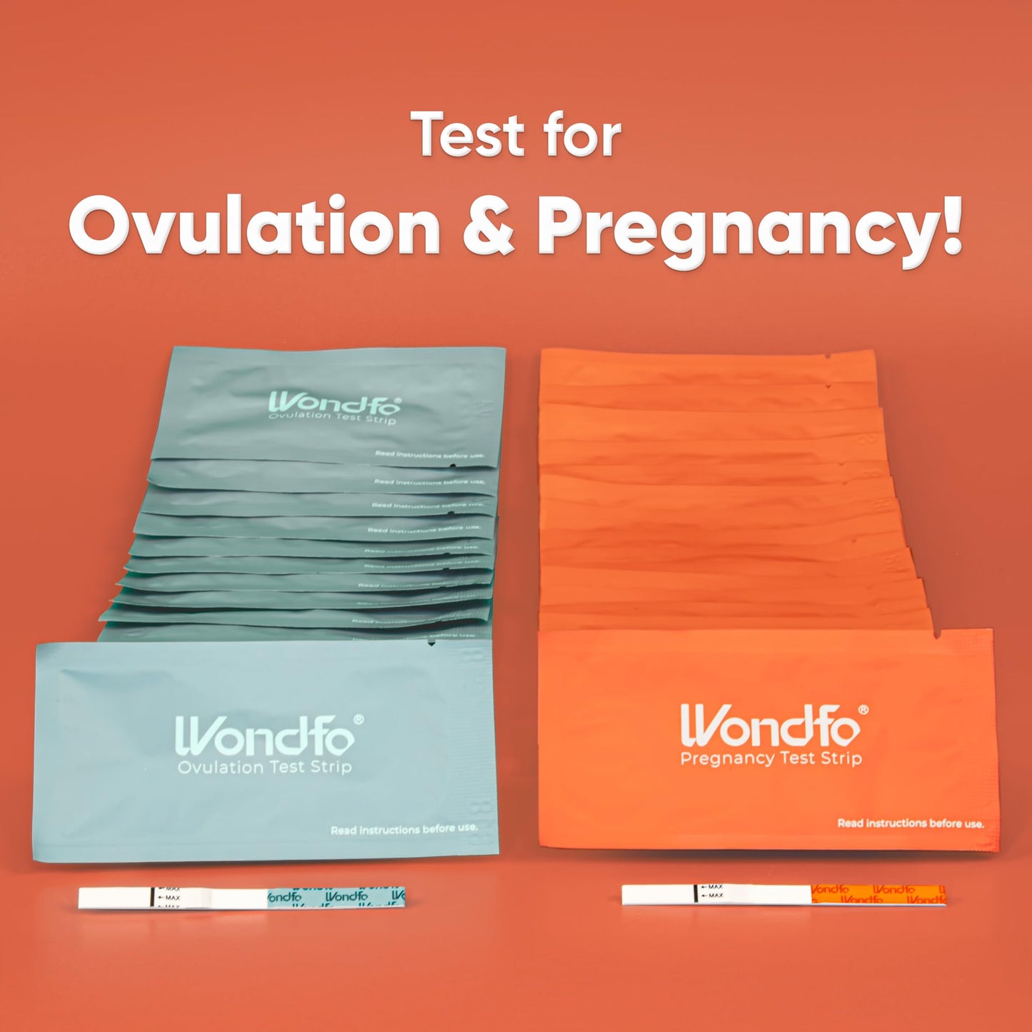 Wondfo 100 LH Ovulation Test Strips + 20 HCG Pregnancy Test Strips Kit - Rapid Home Urine Test