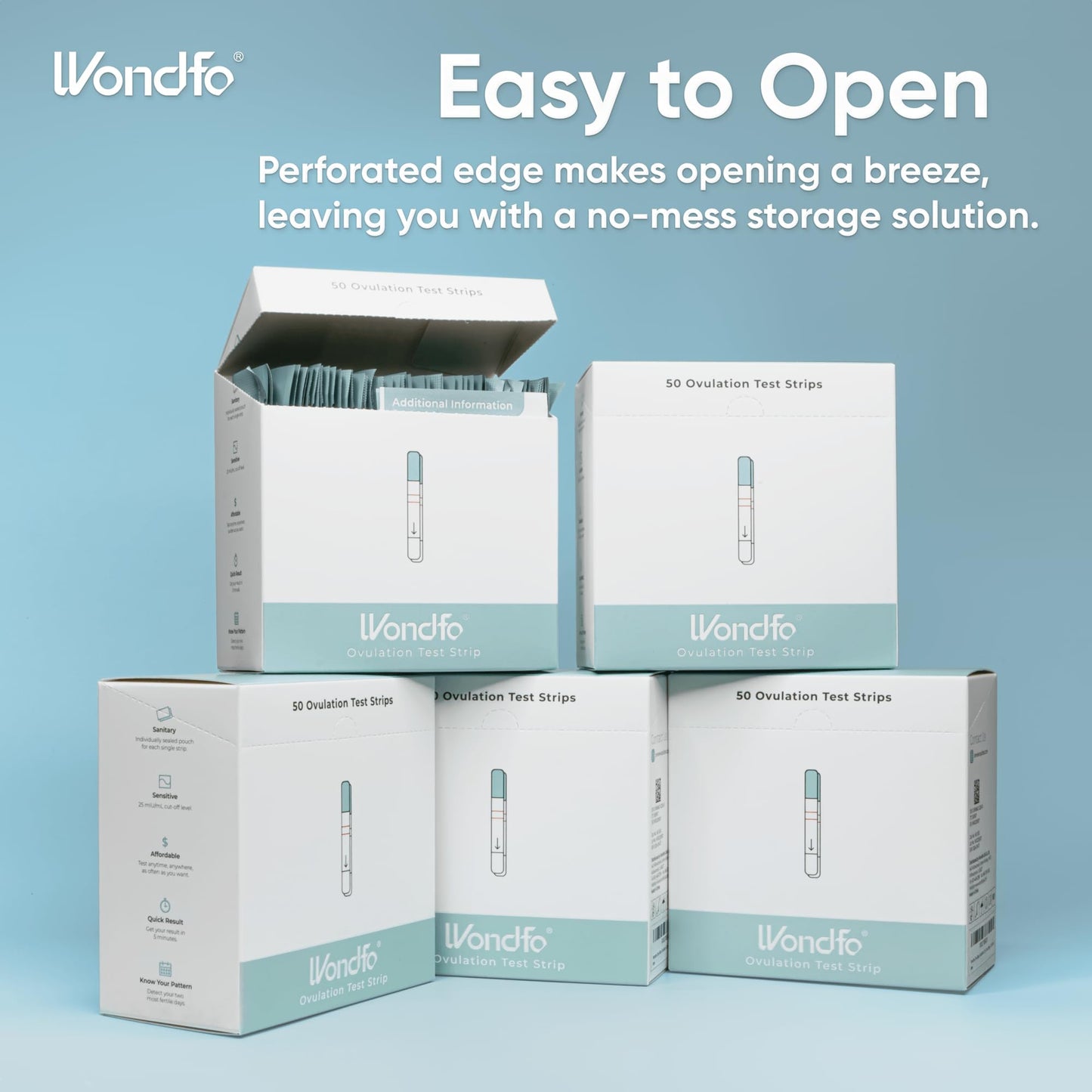 Wondfo Ovulation Test Strips - Women Fertility Tracking and Pregnancy Planning with Cycle-Detecting LH Surge - Highly Sensitive and Fast Result at Home Kit (50 Count)