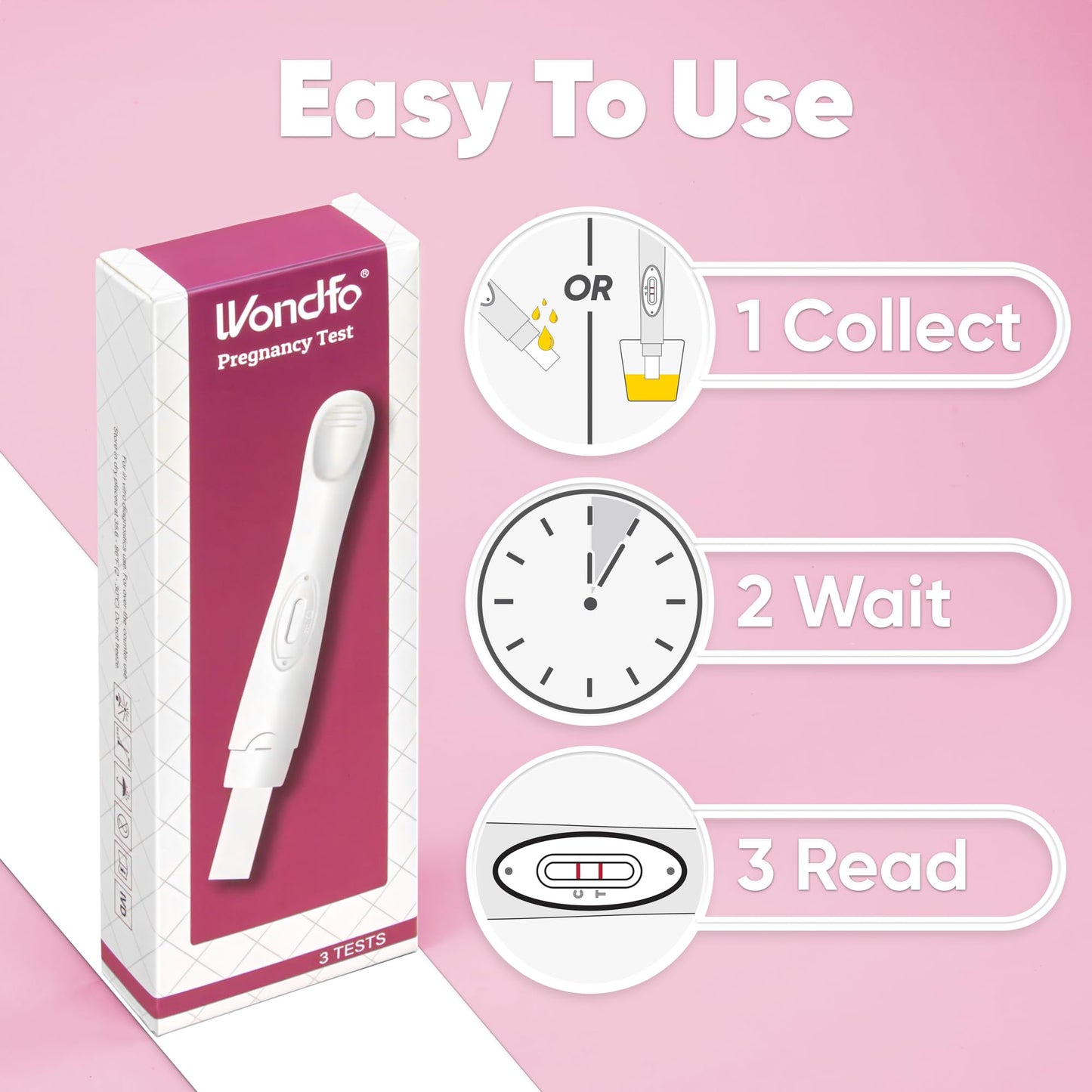 Wondfo Pregnancy Test - 99% Accurate HCG Urine Test (3 Count) – Easy At-Home Use